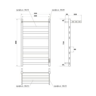 Полотенцесушитель электрический Point Меркурий PN83858PB П7 500x800 с полкой черный