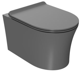 Подвесной унитаз Point Вега PN41711GM безободковый серый матовый Подвесной унитаз Point Вега PN41711GM безободковый серый матовый