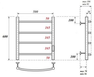 Полотенцесушитель электрический Point Афина PN04856 П4 50x60см хром Полотенцесушитель электрический Point Афина PN04856 П4 50x60см хром