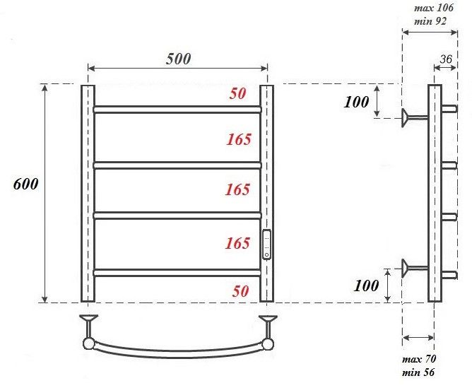 Полотенцесушитель электрический Point Афина PN04856 П4 50x60см хром