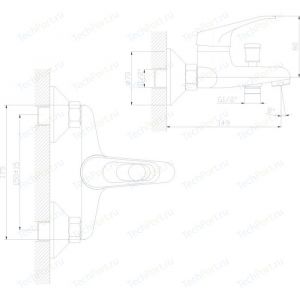 Смеситель для ванны Decoroom с ручным душем хром DR37035