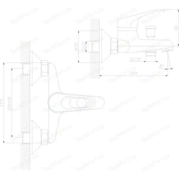 Смеситель для ванны Decoroom с ручным душем хром DR37035