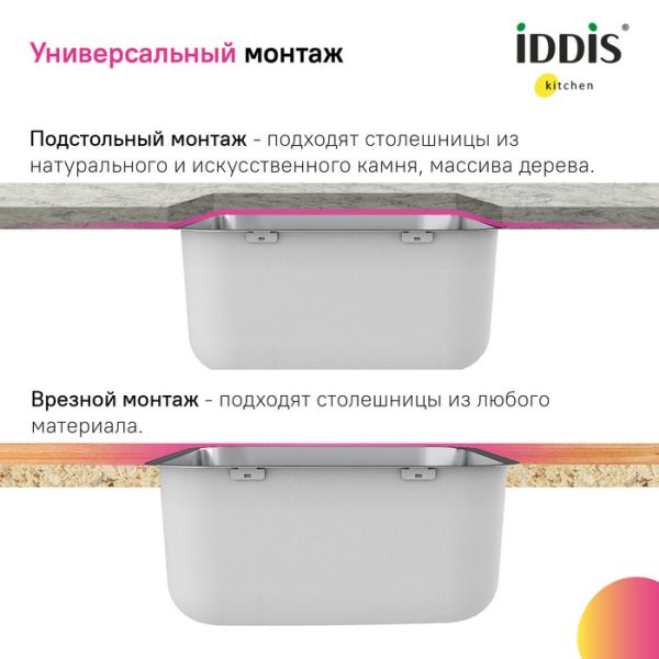Кухонная мойка IDDIS Mate MAT53S0i77 53см сталь