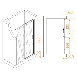 Душевая дверь RGW PA-017B 350801712-24 120 см профиль чёрный стекло матовое-сатинат