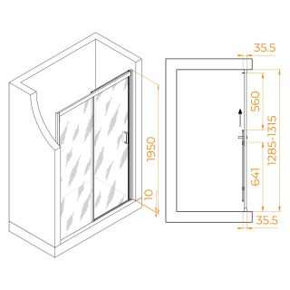 Душевая дверь RGW PA-017B 350801713-24 130 см профиль чёрный стекло матовое-сатинат
