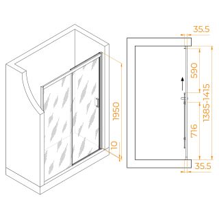 Душевая дверь RGW PA-017B 350801714-24 140 см профиль чёрный стекло матовое-сатинат