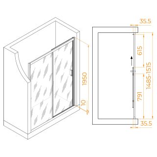 Душевая дверь RGW PA-017 350801715-21 150 см профиль хром стекло матовое-сатинат