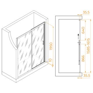 Душевая дверь RGW PA-017B 350801716-24 160 см профиль чёрный стекло матовое-сатинат