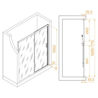 Душевая дверь RGW PA-017B 350801717-24 170 см профиль чёрный стекло матовое-сатинат