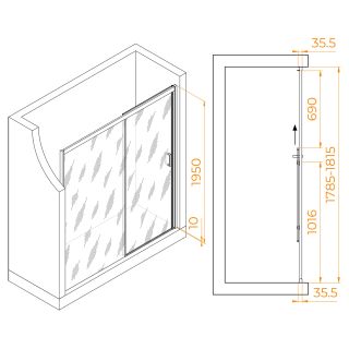 Душевая дверь RGW PA-017 350801718-21 180 см профиль хром стекло матовое-сатинат
