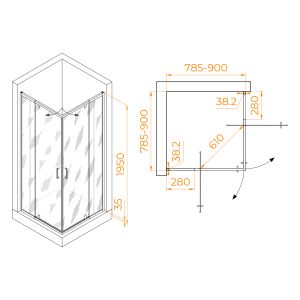 Душевой уголок RGW PA-038 350803888-11 80x80см хром