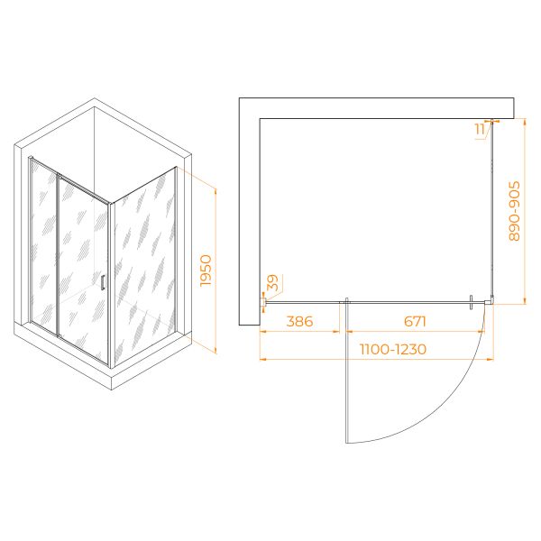 Душевой уголок RGW PA-078B (RGW PA-008B + Z-050-2B) 350807819-14 110x90см чёрный