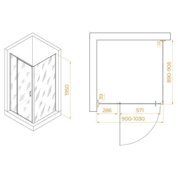 Душевой уголок RGW PA-078B (RGW PA-008B + Z-050-2B) 350807899-14 90x90см чёрный