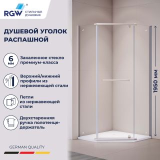 Душевой уголок RGW PA-081-1 3508081199-11 90x90 см профиль хром стекло прозрачное