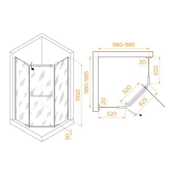 Душевой уголок RGW PA-081B 35088100-14 100x100см чёрный