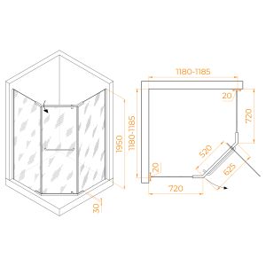 Душевой уголок RGW PA-081B 35088122-14 120x120см чёрный