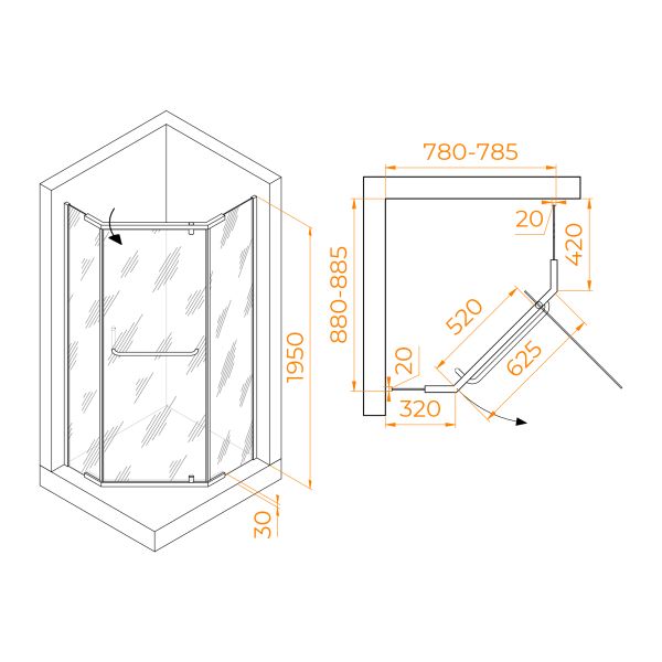 Душевой уголок RGW PA-091 35089189-11 80x90см хром