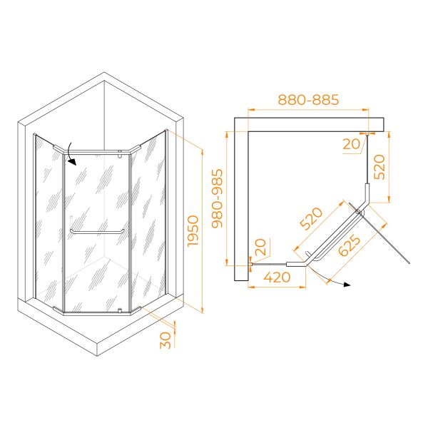 Душевой уголок RGW PA-091 35089190-11 90x100см хром