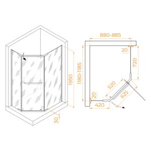 Душевой уголок RGW PA-091B 35089192-14 90x120см чёрный