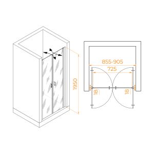 Душевая дверь RGW PA-104Gb 060810409-16 90см брашированное золото