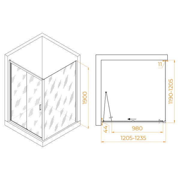 Душевой уголок RGW PA-132B (PA-21B+Z-050-5B) 060813222-14 120x120см чёрный