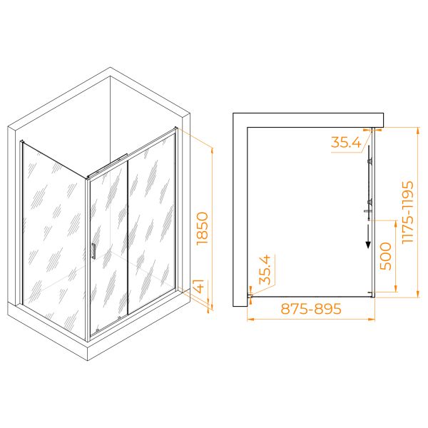 Душевой уголок RGW PA-145 020814592-11 90x120см хром