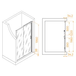 Душевая дверь RGW PA-14Gb 41081412-016 120 см профиль брашированное золото стекло прозрачное