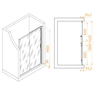 Душевая дверь RGW PA-14Gb 41081414-016 140 см профиль брашированное золото стекло прозрачное