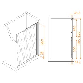 Душевая дверь RGW PA-14Gr 41081415-110 150 см профиль серый стекло прозрачное