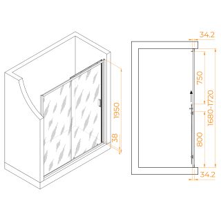 Душевая дверь RGW PA-14Gb 41081417-016 170 см профиль брашированное золото стекло прозрачное