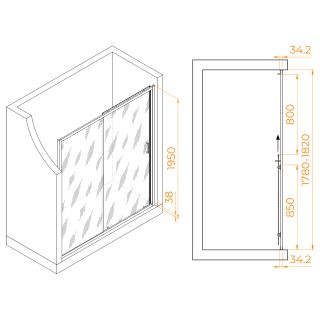 Душевая дверь RGW PA-14Gb 41081418-016 180 см профиль брашированное золото стекло прозрачное