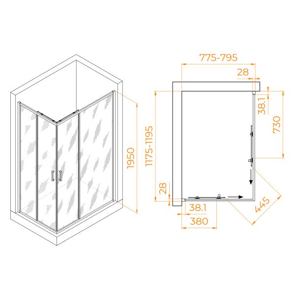 Душевой уголок RGW PA-246 030824682-11 80x120см хром