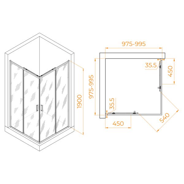 Душевой уголок RGW PA-31 02083100-11 100x100см хром