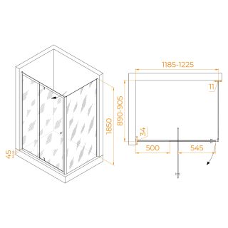 Душевой уголок RGW PA-44B PA-02B + Z-050-1B 41084419-014 120x90 см профиль чёрный стекло прозрачное