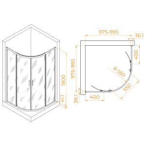 Душевой уголок RGW PA-51B 02085100-14 100x100см чёрный