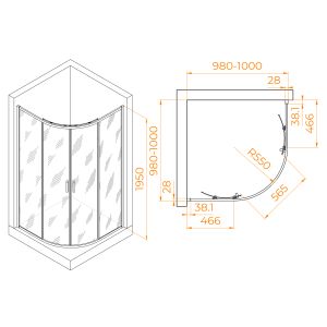 Душевой уголок RGW PA-52B 03085200-14 100x100см чёрный