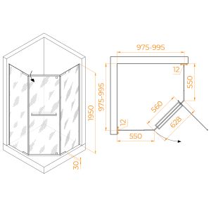 Душевой уголок RGW PA-82 41088200-11 100x100см хром