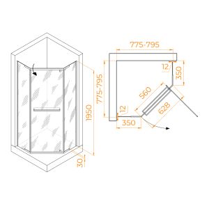 Душевой уголок RGW PA-82B 41088288-14 80x80см чёрный