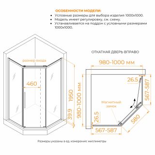 Душевой уголок RGW PA-86S 38088600-211N 100x100 см профиль сатин стекло матовое-сатинат