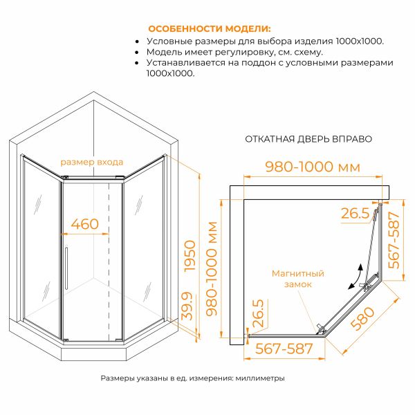 Душевой уголок RGW PA-86 38088600-21N 100x100 см профиль хром стекло матовое-сатинат