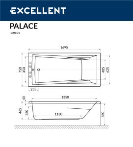 Ванна акриловая EXCELLENT Palace 170x75 см