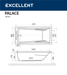 Ванна акриловая EXCELLENT Palace 180x80 см Ванна акриловая EXCELLENT Palace 180x80 см