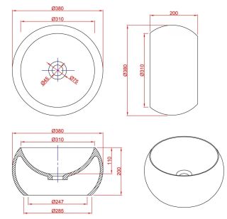 Раковина Montebianco Palla 12033 38см белый