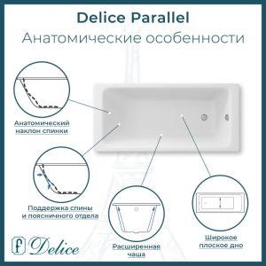Ванна чугунная Delice Parallel DLR 220502 170x80см белый