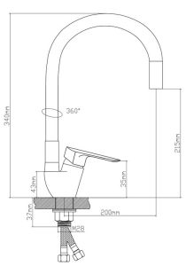Смеситель для кухни BOOU B8274-10F-E307A хром/чёрный