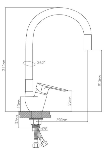 Смеситель для кухни BOOU B8274-10F-E307A хром/чёрный