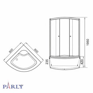 Душевой уголок Parly ZF80N 80x80 см профиль хром стекло матовое