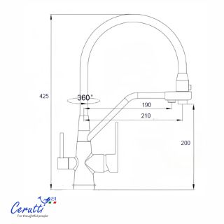 Cмеситель для кухни Ceruttispa ЭЛЬЗЕ GR (ELSE GR) CT12124 серый матовый