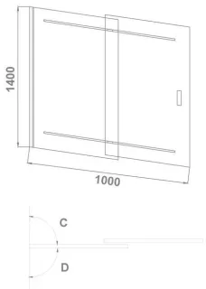 Шторка для ванны Bas SCREEN SL-100-C-В