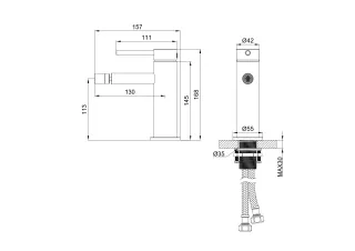 Смеситель для биде Wonzon & Woghand Stick WW-88339017-BN брашированный никель